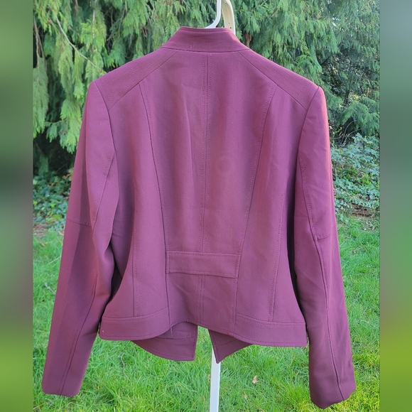 White House Black Market Burgundy Blazer Moto Jacket - Picture 6 of 6